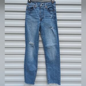 Levi's Wedgie Straight distressed raw hem button fly jeans